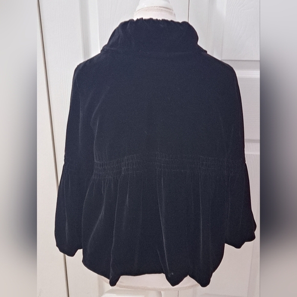 CAbI Black Velvet/Silk Blend Jacket With Balloon Sleeves Size M - Picture 4 of 13